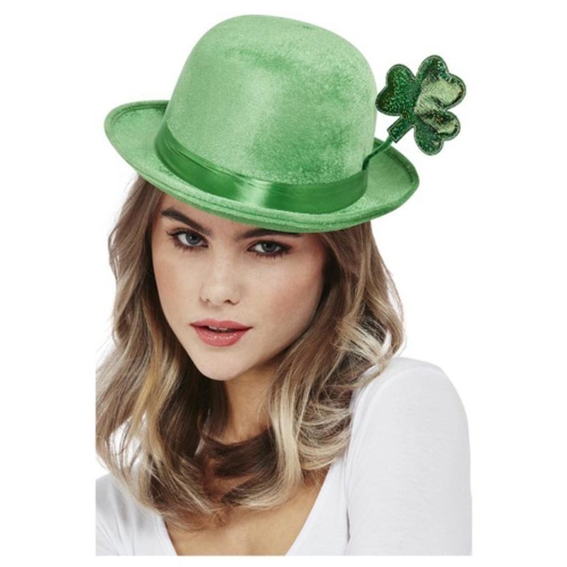 Deluxe Paddy's Day Bowler Hat, Velour - Jokers Costume Mega Store
