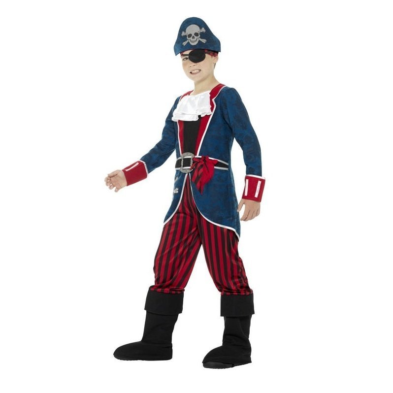 Deluxe Pirate Captain Costume, Blue & Red - Jokers Costume Mega Store