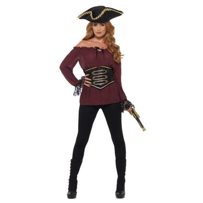 Deluxe Pirate Shirt, Ladies, Red - Jokers Costume Mega Store