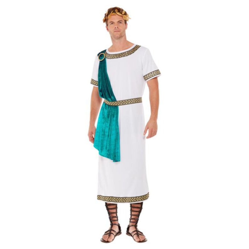 Deluxe Roman Empire Emperor Toga Costume, White - Jokers Costume Mega Store
