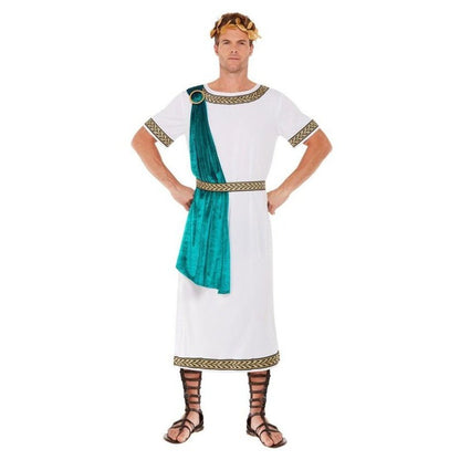 Deluxe Roman Empire Emperor Toga Costume, White - Jokers Costume Mega Store
