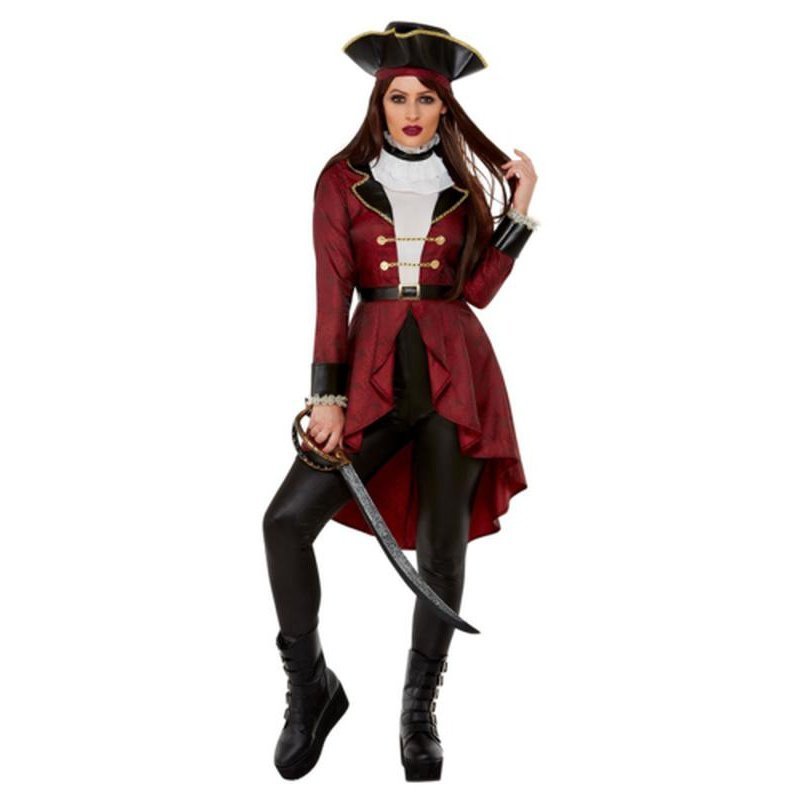 Deluxe Swashbuckler Pirate Costume, Burgundy - Jokers Costume Mega Store