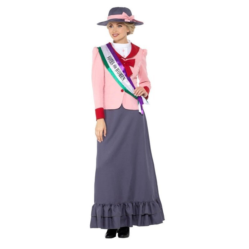 Deluxe Victorian Suffragette Costume Adult Grey Pink
