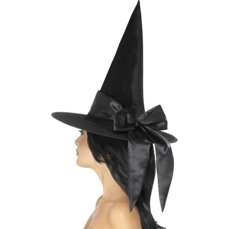 Deluxe Witch hat - Black with Black Bow - Jokers Costume Mega Store