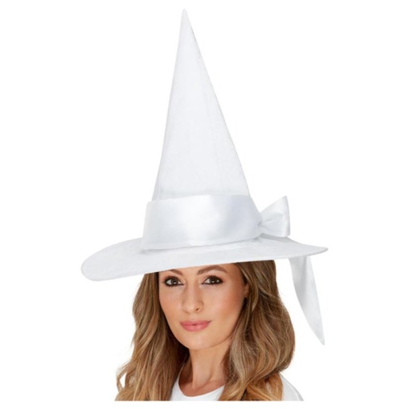 Deluxe Witch Hat, White - Jokers Costume Mega Store