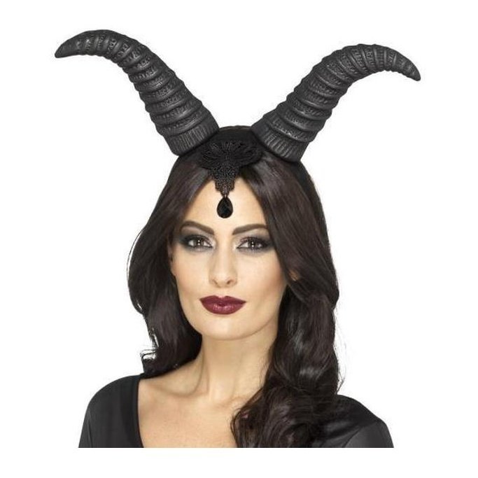 Demonic Queen Horns, On Headband - Jokers Costume Mega Store