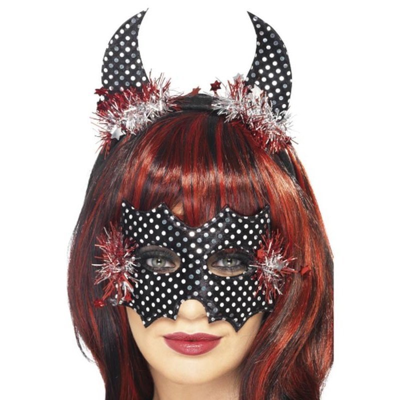 Devildina Mask And Horns Set - Jokers Costume Mega Store
