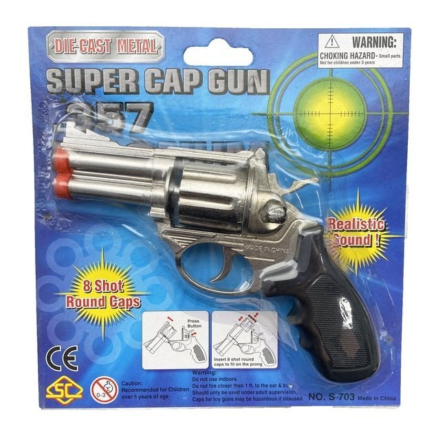 Die Cast 357 Magnum Cap Gun – 15cm - Jokers Costume Mega Store