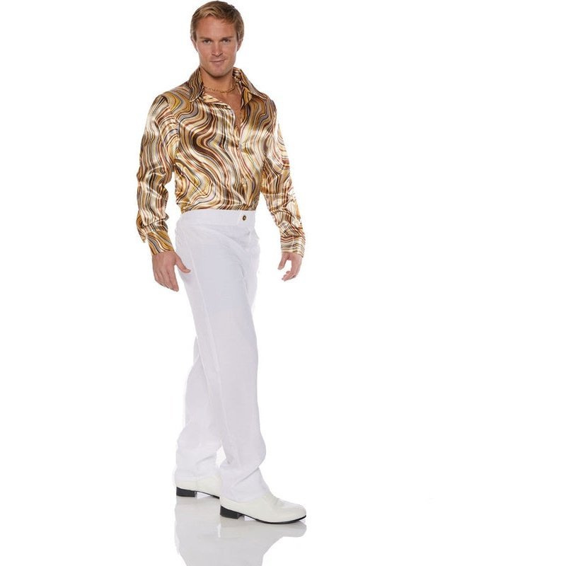 Disco Mens Shirt Swirls Brown - Jokers Costume Mega Store