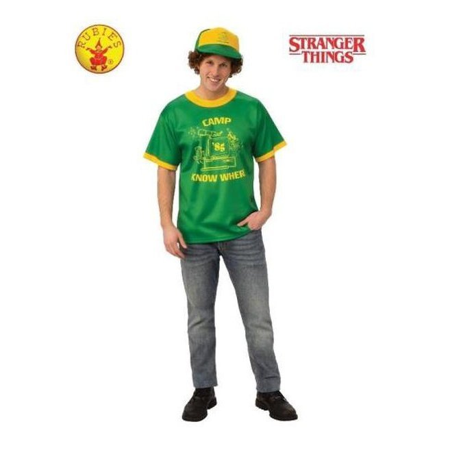 Dustin Camp Know Where Stranger Things T Shirt, Adult - Jokers Costume Mega Store