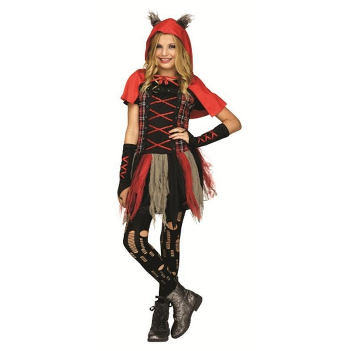 Edgy Red Hood Wolf Tween-Costumes - Girls-Jokers Costume Mega Store