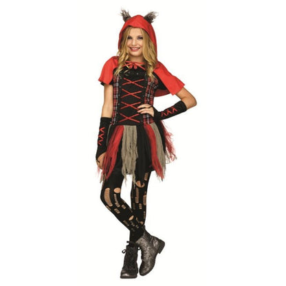 Edgy Red Hood Wolf Tween-Costumes - Girls-Jokers Costume Mega Store