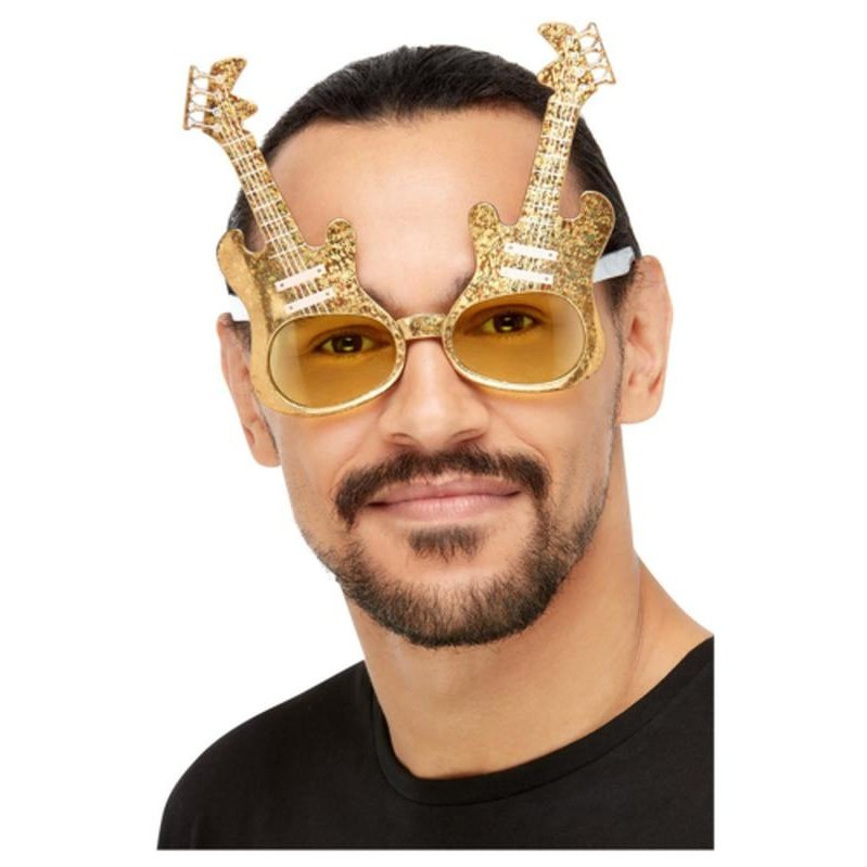 Electric Guitar Glasses, Gold - Jokers Costume Mega Store