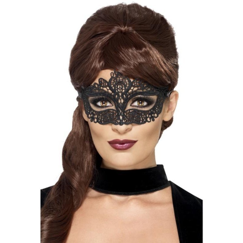 Embroidered Lace Filigree Eyemask Black - Jokers Costume Mega Store