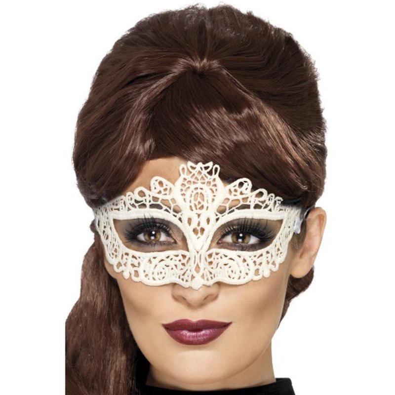 Embroidered Lace Filigree Eyemask White - Jokers Costume Mega Store