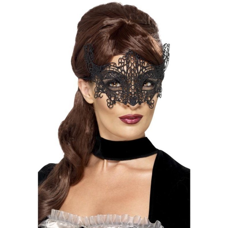 Embroidered Lace Filigree Swirl Eyemask - Jokers Costume Mega Store