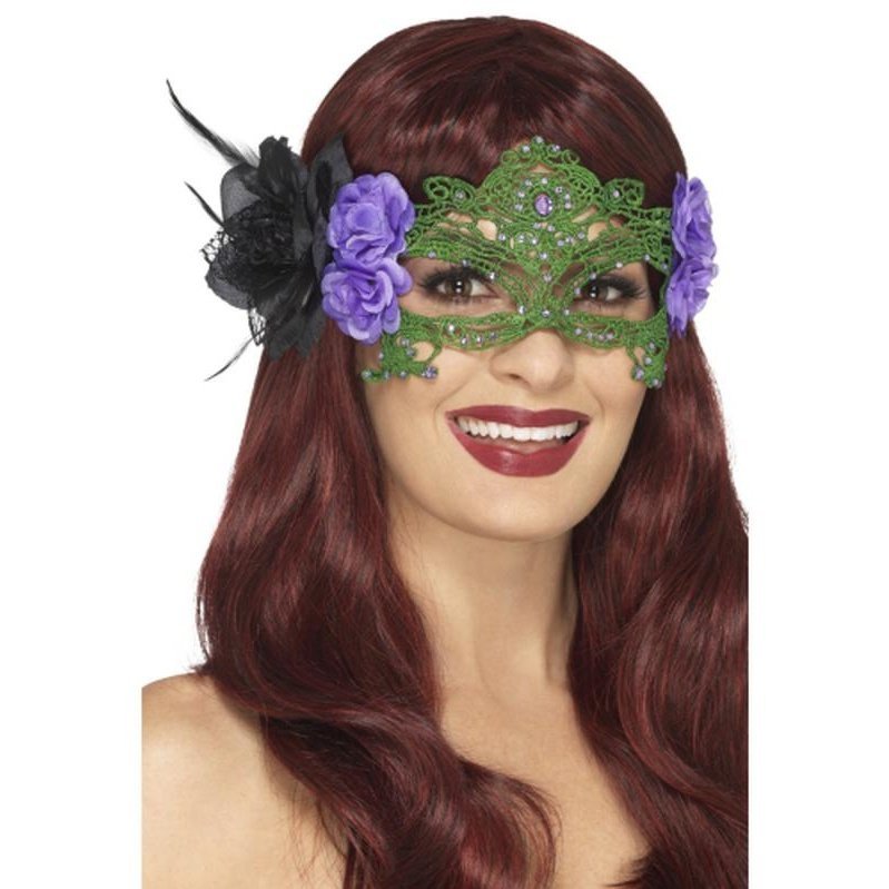 Embroidered Lace Filigree Witch Eyemask - Jokers Costume Mega Store