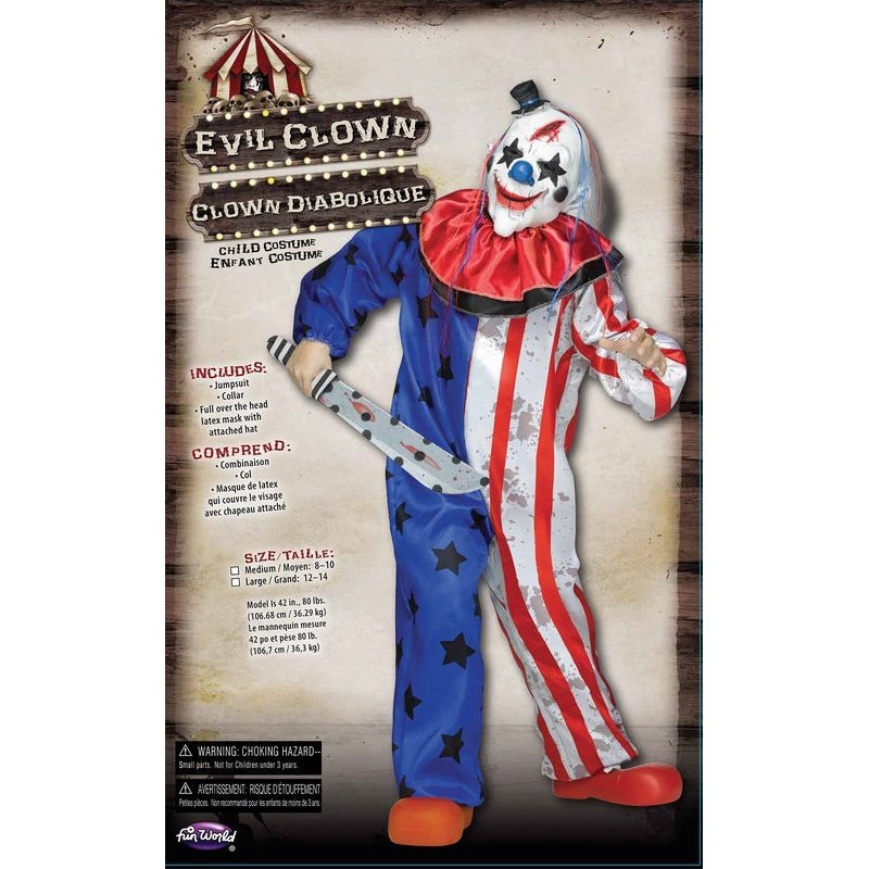 Evil Clown Red And Blue Child - Jokers Costume Mega Store