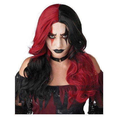Evil Jester Red And Black Wig - Jokers Costume Mega Store