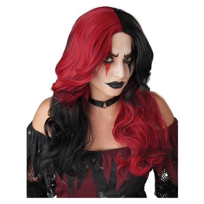 Evil Jester Red And Black Wig - Jokers Costume Mega Store