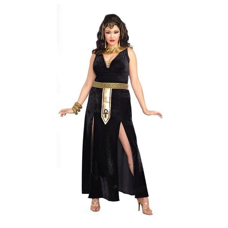 Exquisite Cleopatra Plus - Black Velvet Gown | Jokers Costume Mega Store Exquisite Cleopatra Plus - Black Velvet Gown | Jokers Costume Mega Store