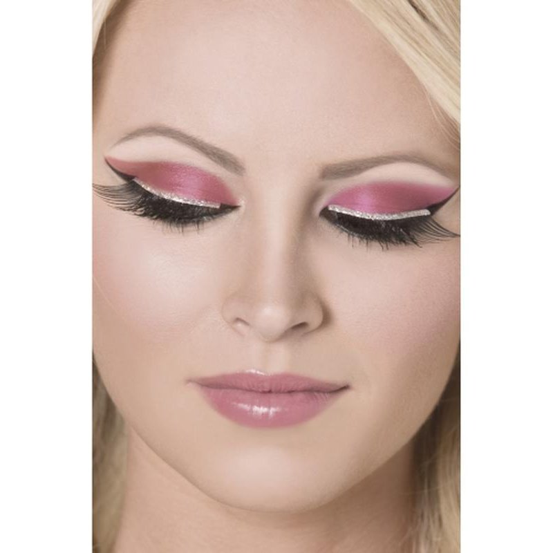 Eyelashes, Black, With Silver Glitter - Jokers Costume Mega Store