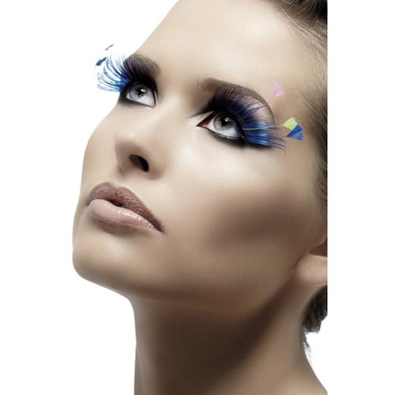 Eyelashes Blue, With Feather Plumes - Jokers Costume Mega Store