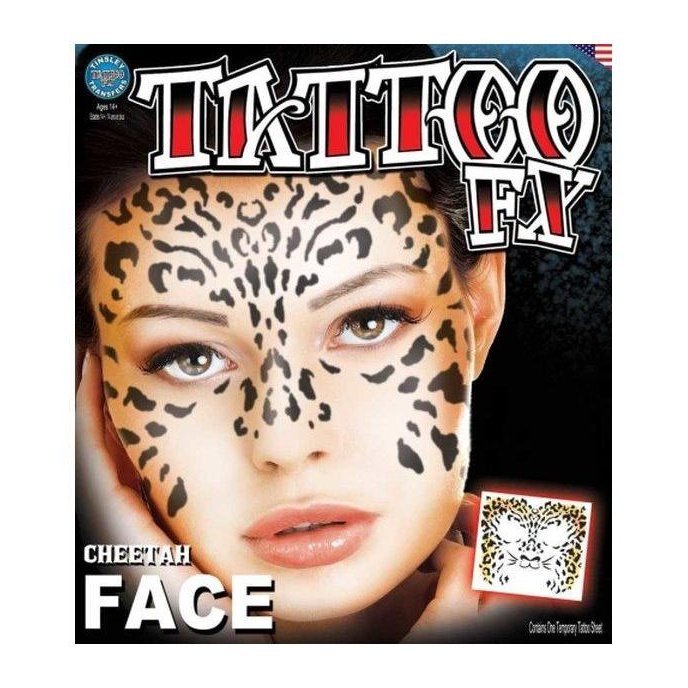 Face – Cheetah – Temporary Tattoo - Jokers Costume Mega Store