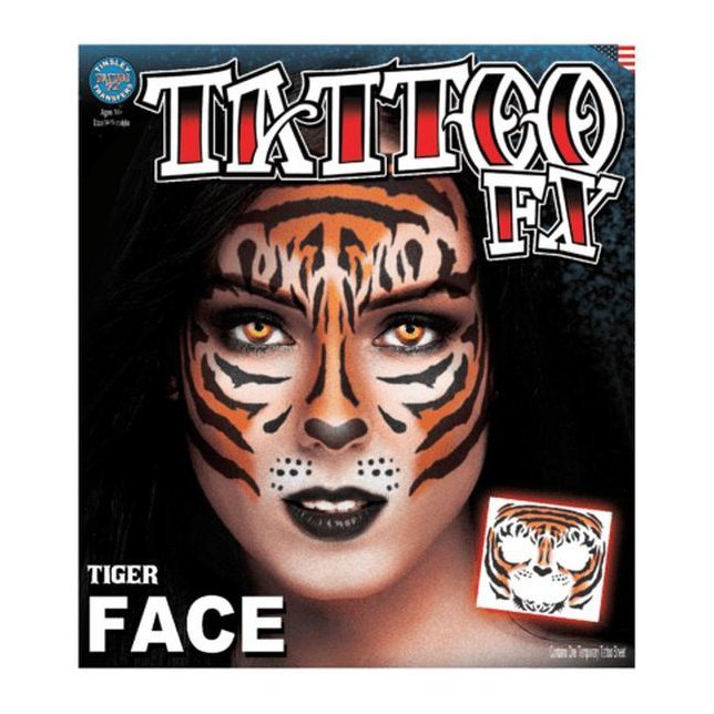 Face – Tiger – Temporary Tattoo - Jokers Costume Mega Store
