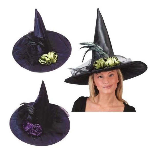 Fancy Feather Witch Hat - Jokers Costume Mega Store