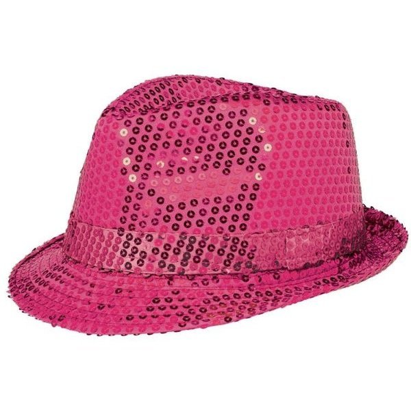 Fedora Sequin Hat Pink - Jokers Costume Mega Store