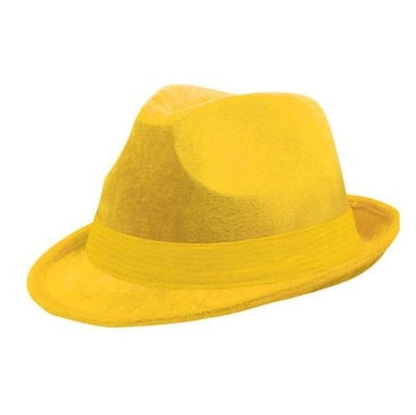 Fedora Velour Hat Yellow - Jokers Costume Mega Store