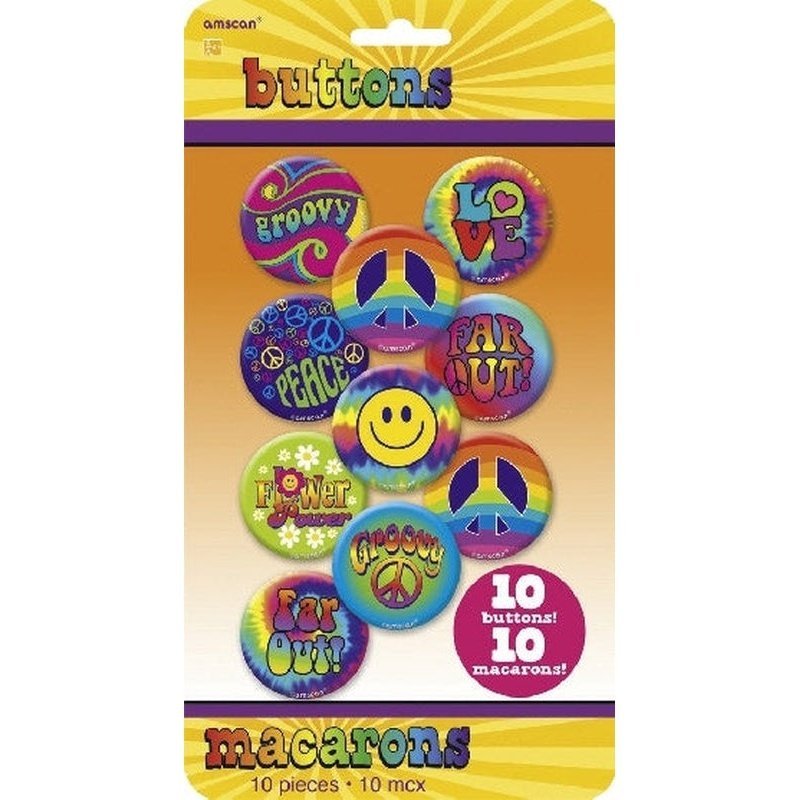 Feeling Groovy Buttons - Jokers Costume Mega Store