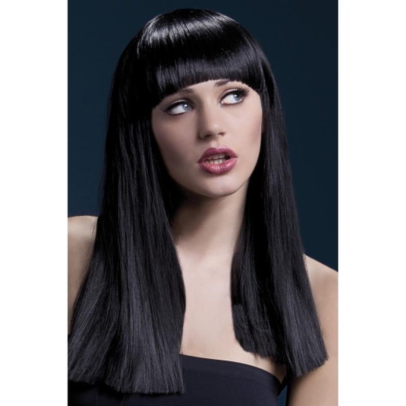 Fever Alexia Wig - Black, Long Blunt Cut with Fringe - Jokers Costume Mega Store