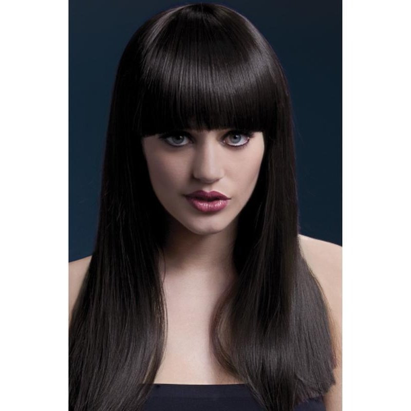 Fever Alexia Wig - Brown, Long Blunt Cut with Fringe - Jokers Costume Mega Store