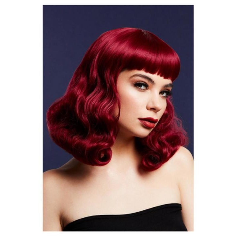 Fever Bettie Wig With Short Fringe, Plum - Jokers Costume Mega Store