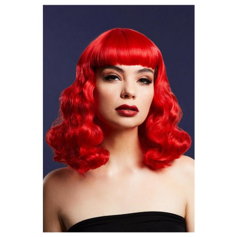 Fever Bettie Wig With Short Fringe, Red - Jokers Costume Mega Store