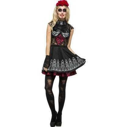 Fever Day Of The Dead Costume, Black - Jokers Costume Mega Store
