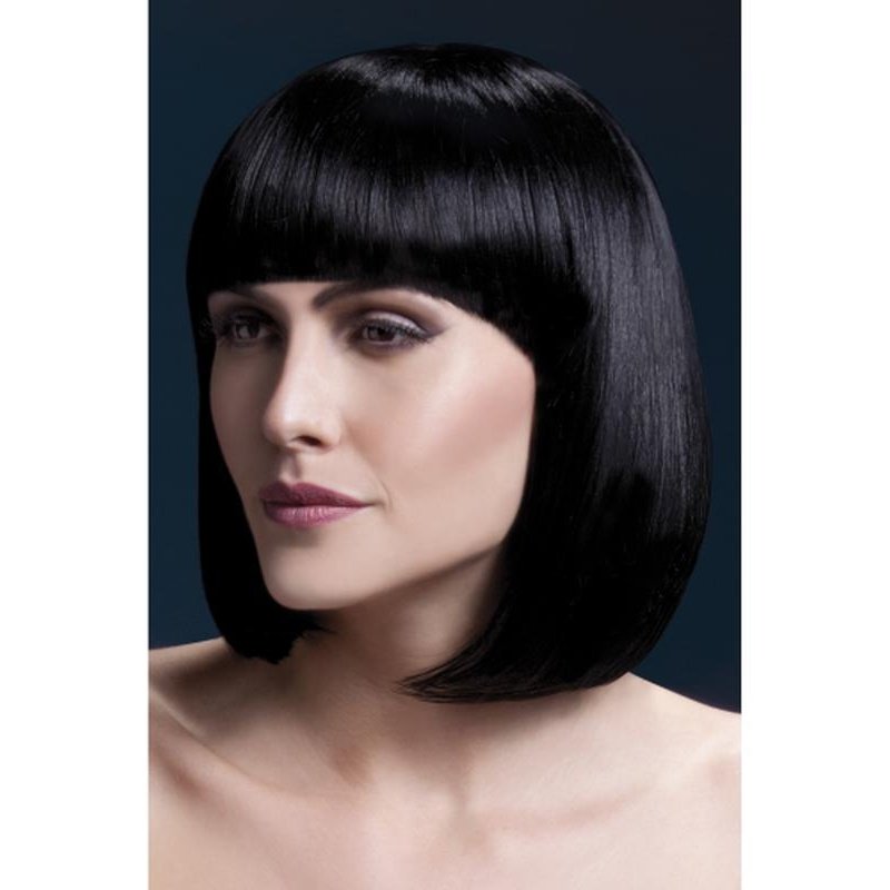 Fever Elise Wig - Black, Sleek Bob with Fringe - Jokers Costume Mega Store