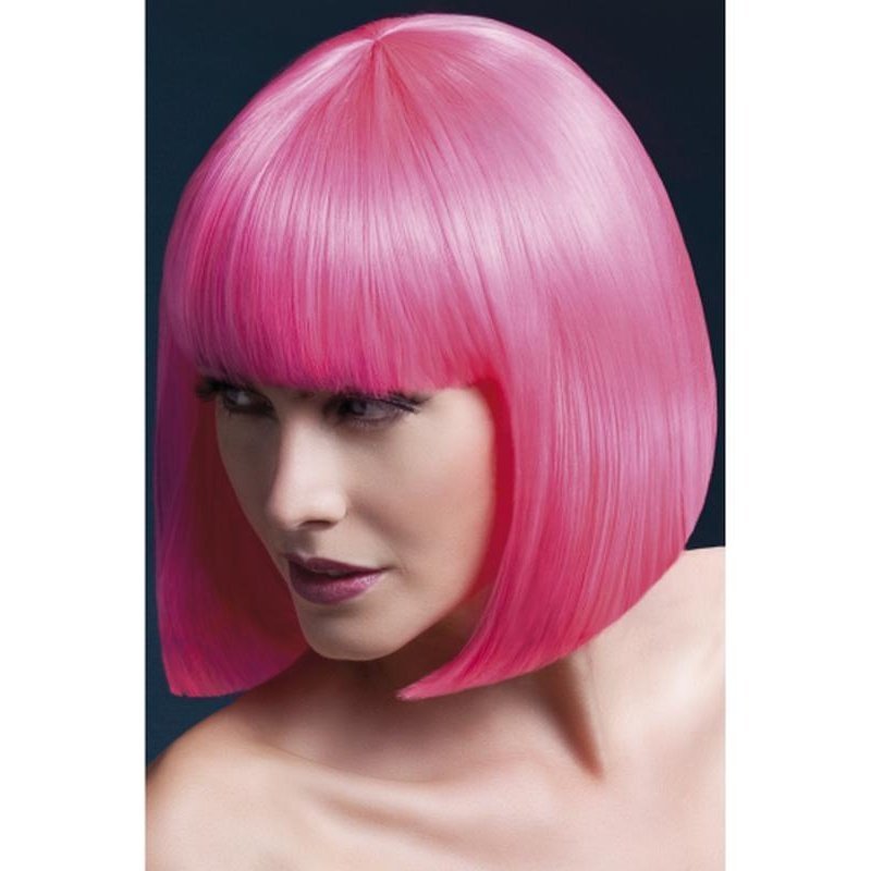 Fever Elise Wig - Neon Pink, Sleek Bob with Fringe - Jokers Costume Mega Store