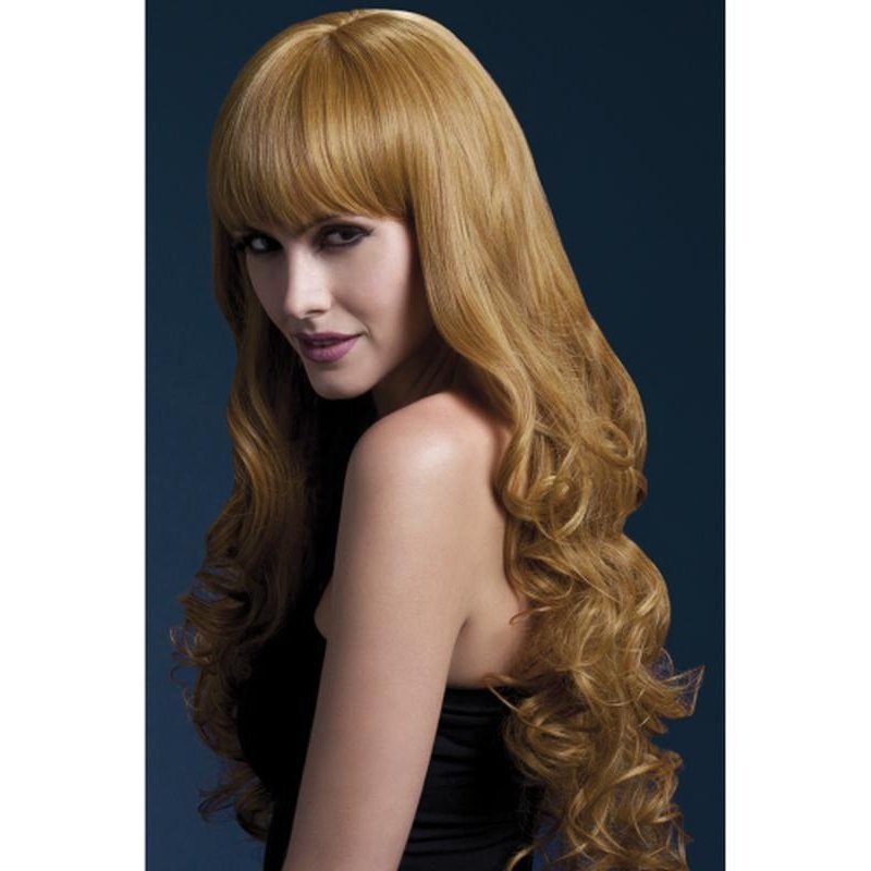 Fever Isabelle Wig - Auburn, Long Soft Curl with Fringe - Jokers Costume Mega Store