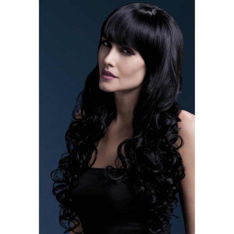 Fever Isabelle Wig - Black, Long Soft Curl with Fringe - Jokers Costume Mega Store