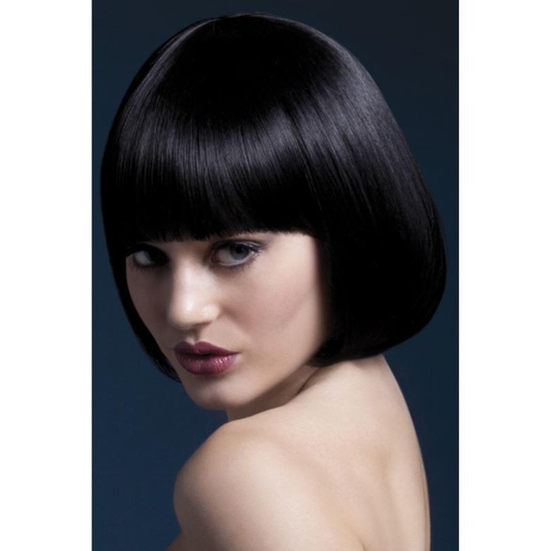 Fever Mia Wig - Black, Short Bob with Fringe - Jokers Costume Mega Store