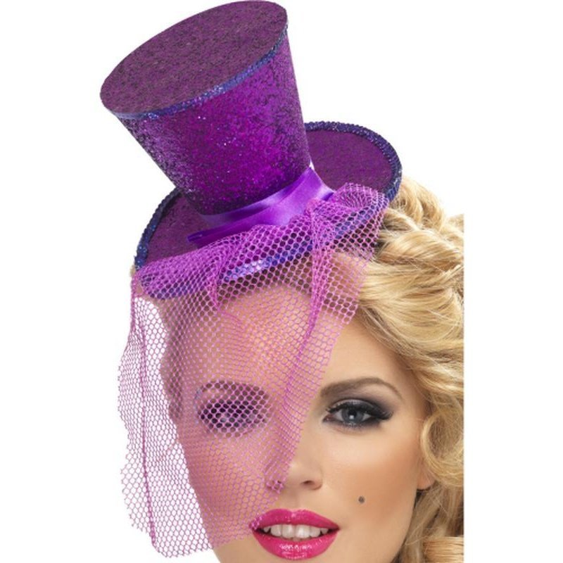Fever Mini Top Hat on Headband - Purple - Jokers Costume Mega Store
