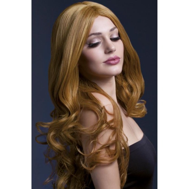 Fever Rhianne Wig - Auburn, Long Soft Curl with Centre Parting - Jokers Costume Mega Store