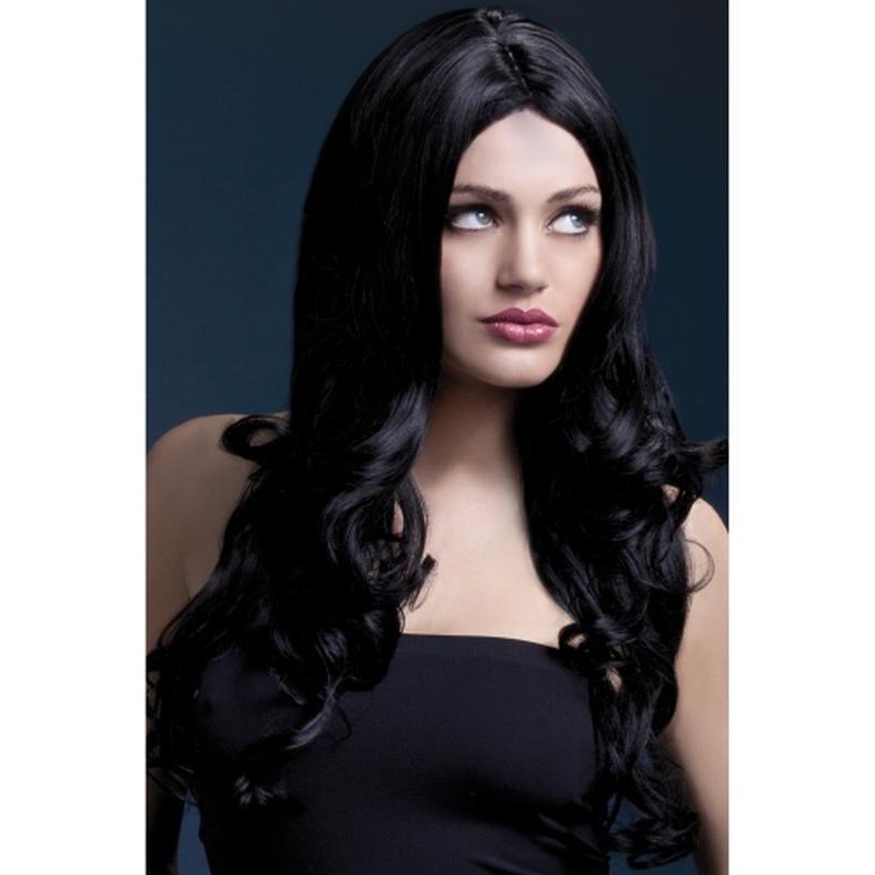 Fever Rhianne Wig - Black, Long Soft Curl with Centre Parting - Jokers Costume Mega Store