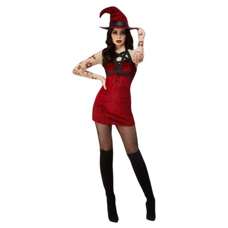 Fever Satanic Witch Costume, Red - Jokers Costume Mega Store