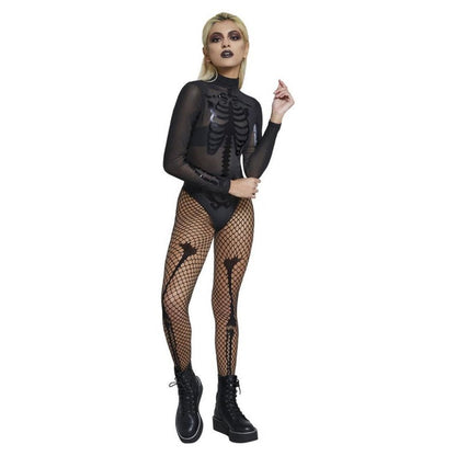 Fever Sheer Skeleton Costume, Black - Jokers Costume Mega Store