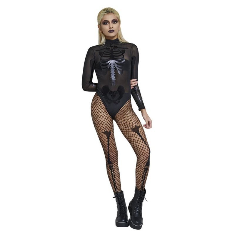 Fever Sheer Skeleton Costume, Black - Jokers Costume Mega Store