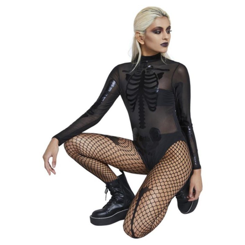 Fever Sheer Skeleton Costume, Black - Jokers Costume Mega Store